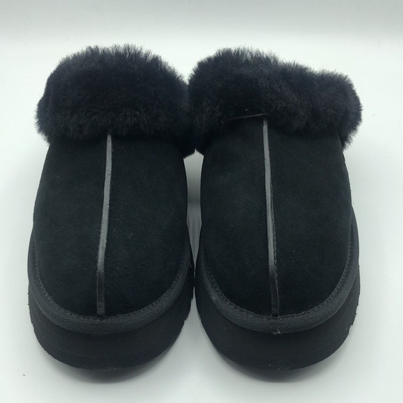 UGG Classic Disquette Black Sheepskin Slippers - Picture 6 of 9